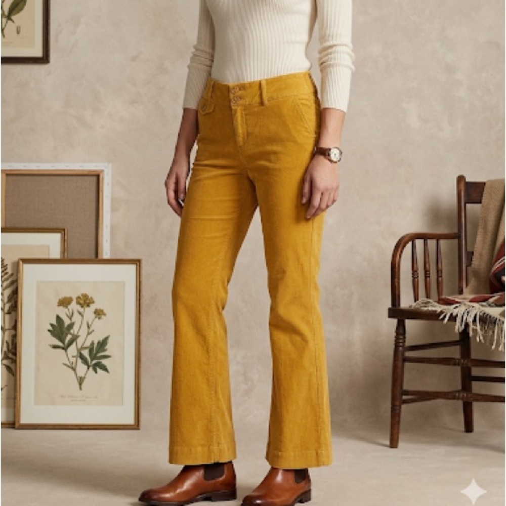 Chadwicks Golden Yellow Corduroy flair leg pants